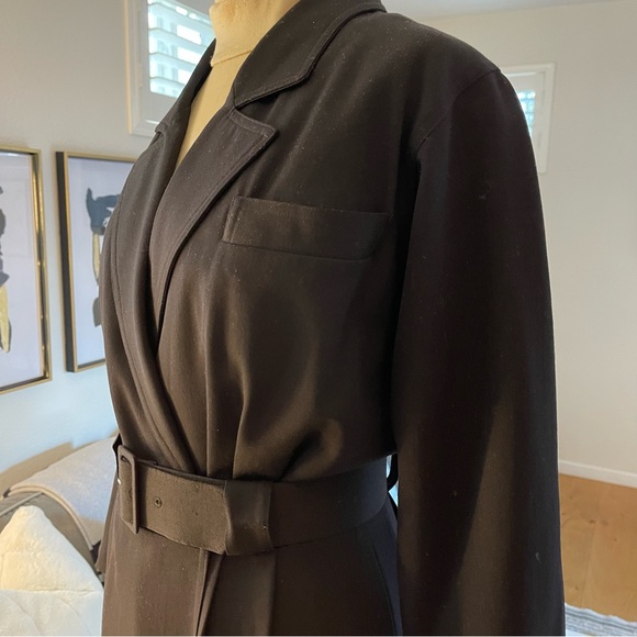 VTG Nordstrom Town Square Long Sleeve Belted Black Midi Dress, Size 8 - Picture 7 of 15